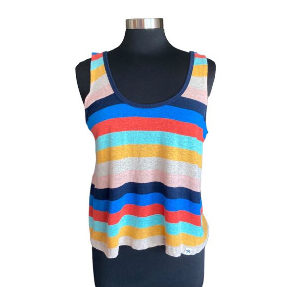 Splendid x Gray Malin Rainbow Striped Linen Blend Tank Top Medium Summer Casual - Picture 1 of 7